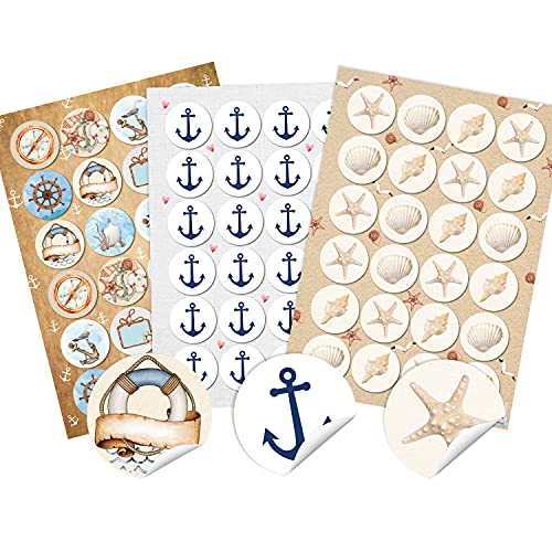 Maritime Aufkleber, 72er Set: Sticker mit Muscheln, Seestern, Anker, Fische, Rettungsring & Leuchtturm, Deko Sommer, Meer & Strand, Maritim, Für Karten, Geschenke & Party, Dekosticker Klein, Ø 4 cm Maritime Aufkleber, 72er Set: Sticker mit Muscheln, Seestern, Anker, Fische, Rettungsring & Leuchtturm, Deko Sommer, Meer & Strand, Maritim, Für Karten, Geschenke & Party, Dekosticker Klein, Ø 4 cm von Logbuch-Verlag