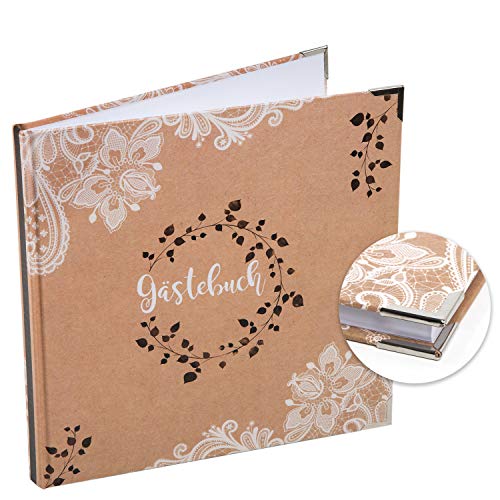 Logbuch-Verlag quadratisches Gästebuch braun weiß 21 x 21 cm - Hochzeitsgästebuch Boho-Stil Kraftpapier-Optik mit Spitze - Hochzeit Feier Fest Logbuch-Verlag quadratisches Gästebuch braun weiß 21 x 21 cm - Hochzeitsgästebuch Boho-Stil Kraftpapier-Optik mit Spitze - Hochzeit Feier Fest von Logbuch-Verlag