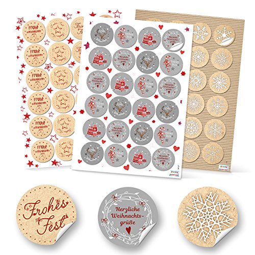 Logbuch-Verlag 72 Weihnachtssticker Frohe Weihnachten Geschenkaufkleber Frohes Fest rund 4 cm rot grau beige weiß Logbuch-Verlag 72 Weihnachtssticker Frohe Weihnachten Geschenkaufkleber Frohes Fest rund 4 cm rot grau beige weiß von Logbuch-Verlag