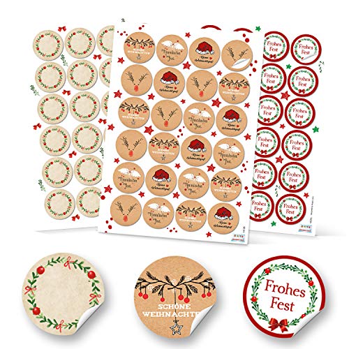 Logbuch-Verlag 72 runde Aufkleber Weihnachten rot grün natur weiß grau beige schwarz blanko Frohes Fest Etiketten weihnachtliche Verpackung 4 cm Namensaufkleber Logbuch-Verlag 72 runde Aufkleber Weihnachten rot grün natur weiß grau beige schwarz blanko Frohes Fest Etiketten weihnachtliche Verpackung 4 cm Namensaufkleber von Logbuch-Verlag