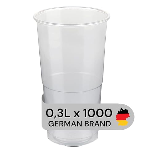 LogiPack GeRo Trinkbecher | Eichstrich 0,3l | Bierbecher Plastikbecher Einwegbecher aus Kunststoff PP (Polypropylen), Transparent klar | Ausschankbecher (1000) von LogiPack GeRo