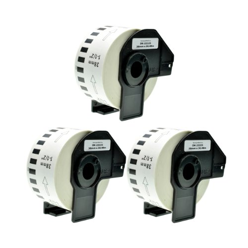 Logic-Seek 3x Endlos-Etikett kompatibel für Brother DK22225 38mm x 30,48m P-Touch QL-1050 1060N 500 550 560 570 580 700 500 A BS BW 560 VP YX 580N 650TD 710W 720NW von Logic-Seek