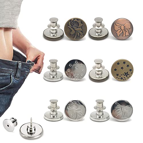 Lohas Select 6 Stück Knöpfe für Jeans, verstellbare Jeansknöpfe, Hosen-Seitenspanner, kein Nähen und kein Werkzeug, sofortige Jeansknopfnadeln für Hosen, einfache Installation(Stil 2) von Lohas Select