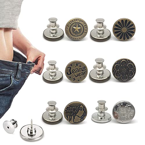 Lohas Select 6 Stück Knöpfe für Jeans, verstellbare Jeansknöpfe, Hosen-Seitenspanner, kein Nähen und kein Werkzeug, sofortige Jeansknopfnadeln für Hosen, einfache Installation(Stil 3) von Lohas Select