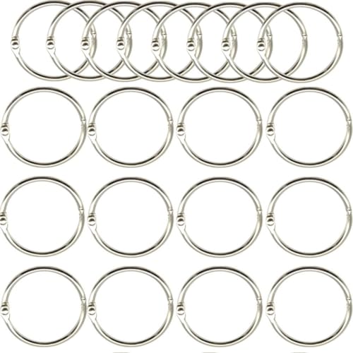 Lohill 20 Stück Buchringe,Binder Ringe, Metall Buchbinderinge, Lose Blatt Buch Ringe Bücher Ringe Heftringe Notizbuch Ringe Schlüsselringe für Scrapbook Album Karteikarten（32mm） von lohill