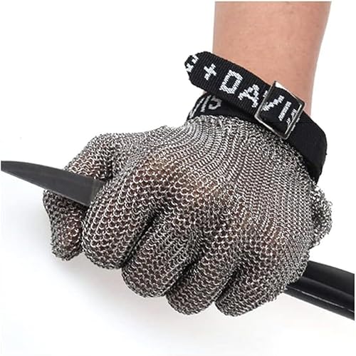 LoiYtrd Arbeitssicherheit Schnittschutzhandschuhe, Metallschnittfeste Kettenhandschuhe, verstellbare Handgelenkschlaufe, Holzschnitzerei, Porter, Glasschneiden, Sicherheitsarbeitshandschuhe(1pcs/M) von LoiYtrd