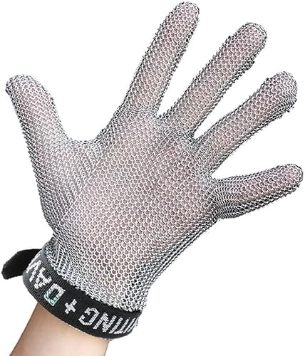 LoiYtrd Arbeitssicherheit Schnittschutzhandschuhe aus Edelstahl – Schutzstufe 9, Holzschnitzerei, Gartenarbeit, Glasschneiden, Sicherheitsarbeit, Kettenhemdhandschuhe(1pcs/L) von LoiYtrd