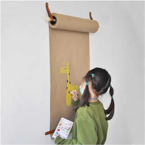 LoiYtrd Kraft-Rollenhalterung Doodle Zeichenbrett Kraftpapierrollenhalter, Wandmontage, 45/64 cm breites Kraftpapier Krafttrommel(Kraft Paper Width: 45cm/17.7in) von LoiYtrd