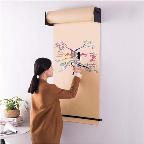 LoiYtrd Kraft-Rollenhalterung Kraftpapierspender und -Schneider, Doodle-Zeichenbrett-Papierrollenhalter, for Wanddekoration/Kunst-Wandhalterung/Küche Krafttrommel(Steel Frame Wide-97cm/38.1in) von LoiYtrd