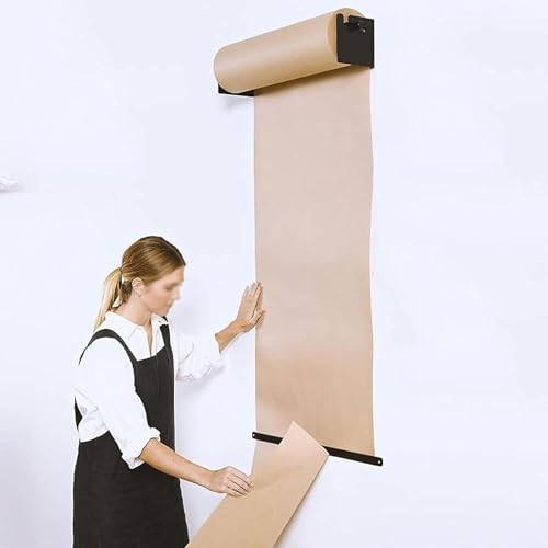 LoiYtrd Kraft-Rollenhalterung Papierrollenhalter mit 12 24 36 48 Zoll Rolle, Wandmontage Lederband Papierrolle Krafttrommel(37cm/14.6in Wide) von LoiYtrd