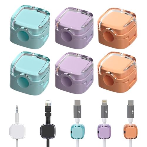 6er Magnetische Kristall Kabelclips, Praktischer Kabelorganizer für Schreibtisch, Flip-Top Magnetische Kabelclips mit Klebestreifen Kabelhalter für Nachttisch (Colorful) von Loimol