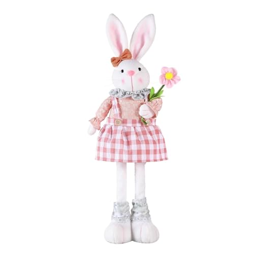 Loimol Osterhase Deko Groß Hase Deko Hase Wichtel mit Ausziehbaren Beinen,Osterhase mit Teleskopbeinen Ostern Hase Plüsch Osterdeko Tisch Figur Frühlingsdeko für Zuhause Wohnzimmer von Loimol