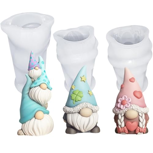 Silikonform Ostern Wichtel, 3er Silikonformen Gießformen Ostern,Silikonform Wichtel Gips Zum Gießen, Gießformen Silikon Gießform Wichtel Kerzenformen zum Gießen Giessformen Silikon für Osterdeko von Loimol