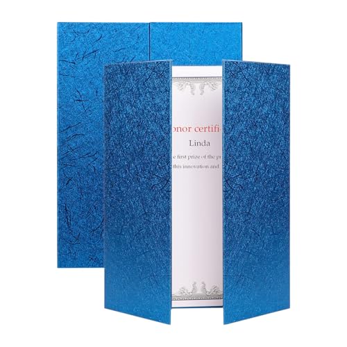 Urkundenhülle 2 Stück A4 Urkundenmappe mit Urkundenpapier Dreifach gefaltete Zertifikathülle Hardcover Zeugnismappe Zertifikat Halter Robust Zertifikatabdeckung für Abschluss Diplom Anerkennung(Blau) von Loimol