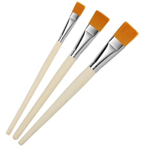 Flach Pinselset Acrylfarben Aquarellpinsel Pinsel, Lokaloka 3 Stück Acryl/Aquarell/Öl/Gouache Flachpinsel Profi Nylon Acrylpinsel Malerpinsel Holzgriff Set für Malen Ölfarben Künstlerpinsel von Lokaloka