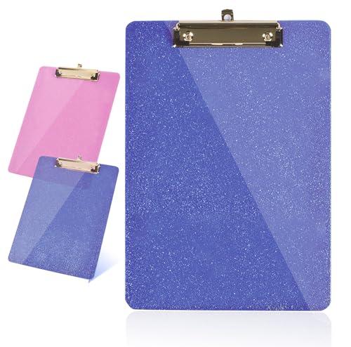 Kunststoff-Acryl-Glitzer-Klemmbrett, A4-Klemmbretter in Briefgröße, mit Abdeckung, leicht, langlebig, Büro-Schulbedarf für Lehrer, Studenten, Klassenzimmer, inklusive Stifthalter (Blau, Einheitsgröße) Kunststoff-Acryl-Glitzer-Klemmbrett, A4-Klemmbretter in Briefgröße, mit Abdeckung, leicht, langlebig, Büro-Schulbedarf für Lehrer, Studenten, Klassenzimmer, inklusive Stifthalter (Blau, Einheitsgröße) von Lollanda