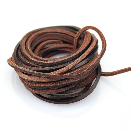 LolliBeads (TM) echtes Lederband , Leder, Flat Dark Brown_3mm_5M, 3mm 5yard von LolliBeads