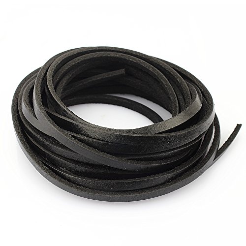 LolliBeads (TM) echtes Lederband , Leder, Flat Black_4mm_5M, 4 mm 5yard von LolliBeads