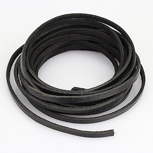 LolliBeads (TM) echtes Lederband , Leder, Flat Black_5mm_2M, 5mm 2yard von LolliBeads