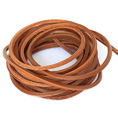 LolliBeads (TM) echtes Lederband , Leder, Flat Light Brown_3mm_5M, 3mm 5yard von LolliBeads