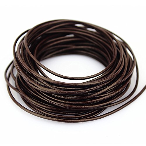 LolliBeads (TM) echtes Lederband , Leder, Round Dark Brown_2mm_10M, 2mm10yard von LolliBeads