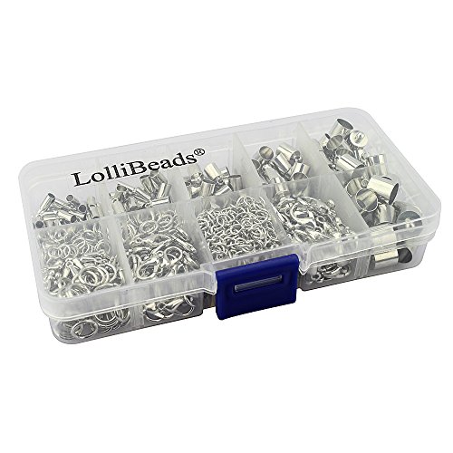 lollibeads (TM) Enden zur Schmuckherstellung, Set, versilbert, mit Zylindern für Lederkordel, Zinn, Silver-Assorted-60 sets, Assorted von LolliBeads