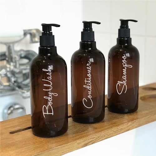Set mit 3 wasserfesten Aufklebern für Flaschen, Shampoo, Conditioner und Bodywash, Typ 1 von LondonDecal
