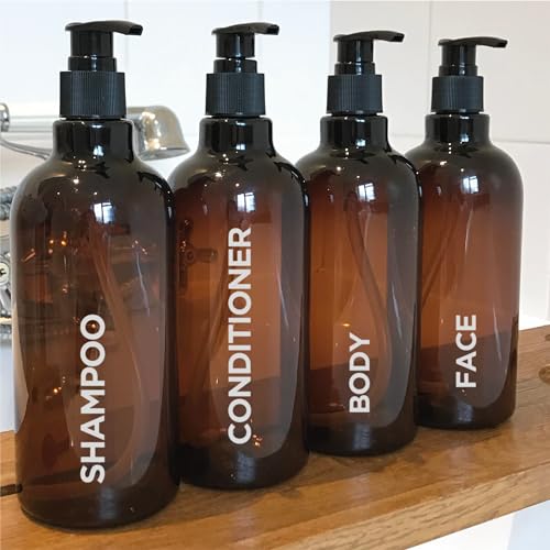 Wasserfeste Aufkleber für Badezimmerflaschen, 3er-Set, Shampoo, Conditioner und Bodywash, Typ 4 von LondonDecal