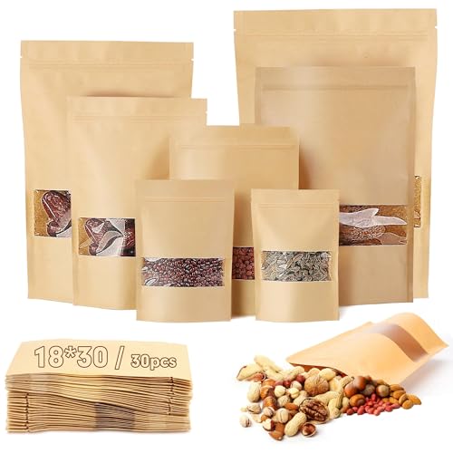 30 Stück Kraftpapier Tüten 30x18cm Papiertüten mit Fenster Wiederverwendbar Kraftpapiertüten Papiertüten Braun Verschließbare Tüten für Nüsse Kaffeebohnen Teeblätter Süßigkeiten Snacks 30 Stück Kraftpapier Tüten 30x18cm Papiertüten mit Fenster Wiederverwendbar Kraftpapiertüten Papiertüten Braun Verschließbare Tüten für Nüsse Kaffeebohnen Teeblätter Süßigkeiten Snacks von Lonely high heels