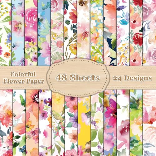 48 Stück doppelseitiges Aquarell-Blumen-Scrapbook, Spezialpapier, bunte Blumen, dekoratives Papier, flach gefaltet für selbstgemachte Kartenherstellung, Fotoalbum, Tagebuch, Basteln, Dekorationen, 29 48 Stück doppelseitiges Aquarell-Blumen-Scrapbook, Spezialpapier, bunte Blumen, dekoratives Papier, flach gefaltet für selbstgemachte Kartenherstellung, Fotoalbum, Tagebuch, Basteln, Dekorationen, 29 von Lonfliness