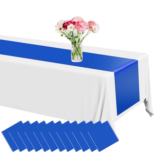 Lonfliness Kunststoff-Tischläufer, 35,6 x 274,3 cm, königsblau, lang, Premium-Tischläufer, Einweg-Tischläufer für Esstische, Dekoration für Hochzeit, Abschlussfeier, Geburtstag, Party-Dekoration, 12 von Lonfliness