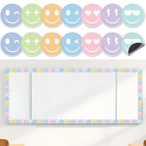 Wiederverwendbare magnetische Pinnwand-Bordüre, 100 m, adrettes glückliches Gesicht, magnetische Bordüre, buntes Lächeln, Pinnwand-Dekorationen für Klassenzimmer, Büro und Aktivitätsraum, Zubehör Wiederverwendbare magnetische Pinnwand-Bordüre, 100 m, adrettes glückliches Gesicht, magnetische Bordüre, buntes Lächeln, Pinnwand-Dekorationen für Klassenzimmer, Büro und Aktivitätsraum, Zubehör von Lonfliness