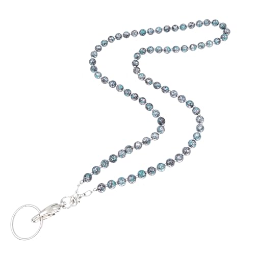 Fancy Perlen-Lanyards für Frauen mit Ausweishalter, Naturstein-Halskette, universelles Accessoire, niedlicher Lehrer, einziehbarer Schlüsselanhänger, Handygurt mit 2 Haltegurten, 3 Kartenhalter von Long Pond
