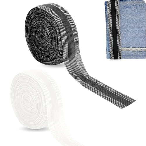 10m Saumband zum Aufbügeln Waschfest Hose Kürzen Ohne Nähen Saumband Selbstklebend Bügelband Nahtband zum Aufbügeln Bügelsaumband Umnähband zum Bügeln Bügelband für Kleidung/Vorhänge(Schwarz+Weiß) von LongHoneySong