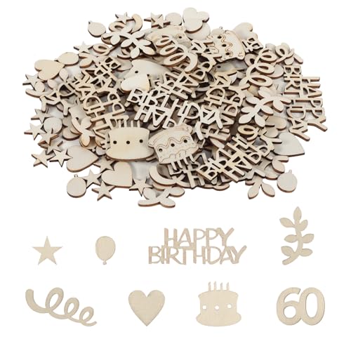 120 Stück Happy Birthday Konfetti 60.Geburtstag, Tischdeko 60 Geburtstag Streudeko Holz Geburtstagsdeko Tisch Streudeko 60 Happy Birthday TischdekoTortendeko(60) von LongHoneySong