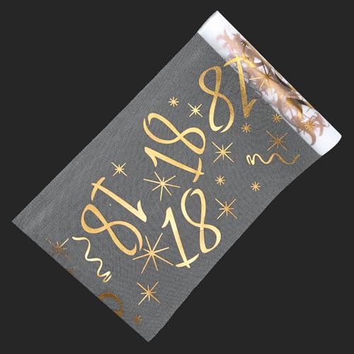 18 Geburtstag Deko Tischläufer Gold, 18 Geburtstag Mann/Frauen Tischband, 28cm X 10m Tischläufer aus Goldfarbenem Digital-Mesh, Geeignet für Partytisch-Hintergrunddekoration (18) von LongHoneySong