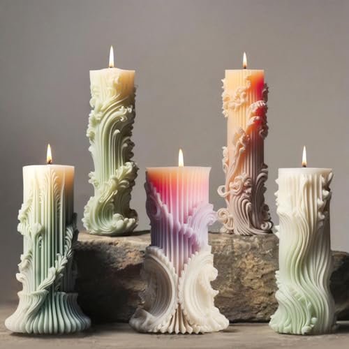 5 Stück Kerzenformen Silikon, Kerzen Silikonformen Gießformen Frühling/Weihnachten für DIY, Zylindrische Kerze für klassischen Stil von LongHoneySong