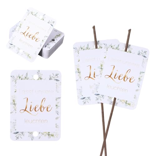 LongHoneySong 50 Stück Wunderkerzen Hochzeit Tags Lasst unsere Liebe leuchten Freudentränen Hochzeitskarte Wunschkarten Hochzeit Grußkarte[kein Wunderkerzen] (A) von LongHoneySong