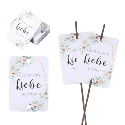 LongHoneySong 50 Stück Wunderkerzen Hochzeit Tags Lasst unsere Liebe leuchten Freudentränen Hochzeitskarte Wunschkarten Hochzeit Grußkarte[kein Wunderkerzen] (C) von LongHoneySong
