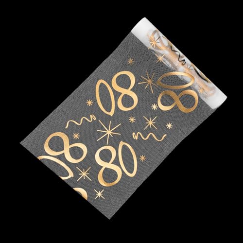 80 Geburtstag Deko Tischläufer Gold, 80 Geburtstag Mann/Frauen Tischband, 28cm X 10m Tischläufer aus Goldfarbenem Digital-Mesh, Geeignet für Partytisch-Hintergrunddekoration (80) von LongHoneySong