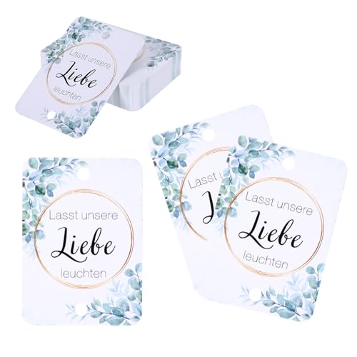 LongHoneySong 50 Stück Wunderkerzen Hochzeit Tags Lasst unsere Liebe leuchten Freudentränen Hochzeitskarte Wunschkarten Hochzeit Grußkarte[kein Wunderkerzen] (E) von LongHoneySong