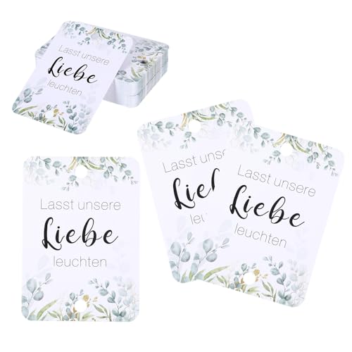 LongHoneySong 50 Stück Wunderkerzen Hochzeit Tags Lasst unsere Liebe leuchten Freudentränen Hochzeitskarte Wunschkarten Hochzeit Grußkarte[kein Wunderkerzen] (F) von LongHoneySong