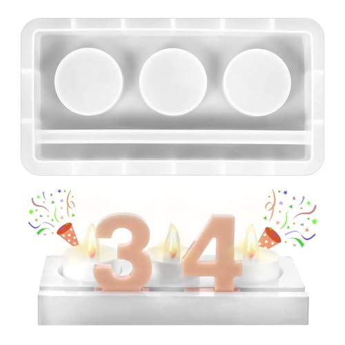 Silikonformen Gießformen Geburtstag 3-Loch-Kerzenständer, Silikonform Geburtstag, Gießform Geburtstag, Gießformen Silikon, Diy Kuchen Gießform, 3 Loch Silikon Gießform (base) von LongHoneySong