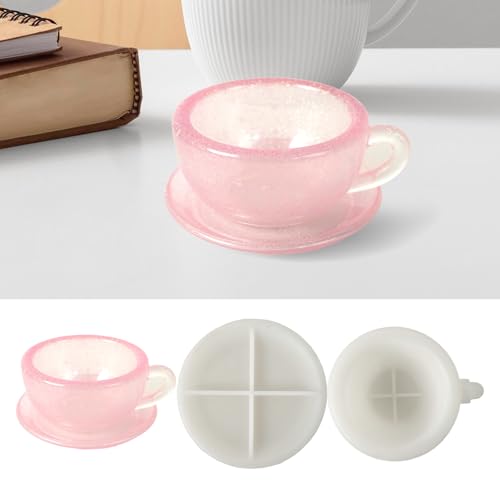 Teetasse Silikonform Schale, Silikonformen Gießformen Bastelset, Gießformen Silikon mit Gießpulver Verwendet, Handgemachte Kreative Aromatherapie-Kerzentasse, Herz-Teetasse (Liebesbecher) von LongHoneySong