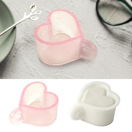 Teetasse Silikonform Schale, Silikonformen Gießformen Bastelset, Gießformen Silikon mit Gießpulver Verwendet, Handgemachte Kreative Aromatherapie-Kerzentasse, Herz-Teetasse (Tasse) von LongHoneySong