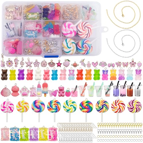 LongZYU 392 Stück Charms Anhänger Set, Selber Machen Schmuckanhänger Resin Bubble Tea, Charms Bubble Tea Schmetterling Bär, mit Aufbewahrungsbox, für DIY Armband Halsketten Ohrringe Schmuck LongZYU 392 Stück Charms Anhänger Set, Selber Machen Schmuckanhänger Resin Bubble Tea, Charms Bubble Tea Schmetterling Bär, mit Aufbewahrungsbox, für DIY Armband Halsketten Ohrringe Schmuck von LongZYU