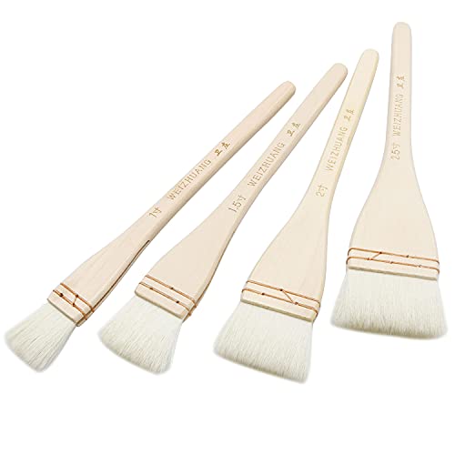 Longdex Creative Mark Hake Malerpinsel-Set, 4-teilig, professionelle, weiche weiße Ziegenhaar, genähte Pinsel für Waschen, Hintergrundarbeiten, Aquarell und Keramik Longdex Creative Mark Hake Malerpinsel-Set, 4-teilig, professionelle, weiche weiße Ziegenhaar, genähte Pinsel für Waschen, Hintergrundarbeiten, Aquarell und Keramik von Longdex