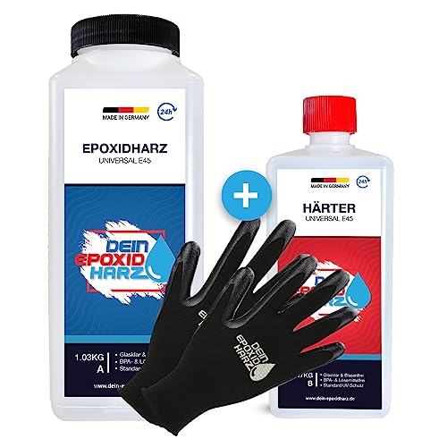 Epoxidharz mit Härter | 1,5kg GfK set | Profi Qualität glasklar & geruchsarm | Gießharz für Holz + Schutzhandschuhe Epoxidharz mit Härter | 1,5kg GfK set | Profi Qualität glasklar & geruchsarm | Gießharz für Holz + Schutzhandschuhe von Longfair