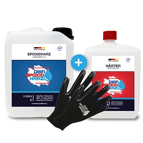 Epoxidharz mit Härter | 4,5kg GfK set | Profi Qualität glasklar & geruchsarm | Gießharz für Holz + Schutzhandschuhe Epoxidharz mit Härter | 4,5kg GfK set | Profi Qualität glasklar & geruchsarm | Gießharz für Holz + Schutzhandschuhe von Longfair