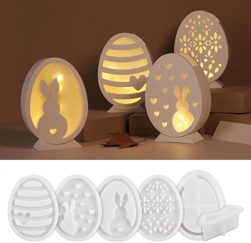 6 Stück Silikonformen Gießformen Ostern,Moulds Casting Moulds Easter Bunny Epoxy Resin Mould Silikonformen Ostern Gießform Ostern Gießformen Silikon Ostern Hase für Osterdekoration von Longgaogao